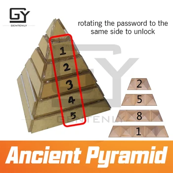 Pabėgti kambarys prop Senovės piramidės realiame gyvenime kambario evakuavimo žaidimą pasukti piramidės į dešinę poziciją, atrakinti paslaptis kolegija kambarys