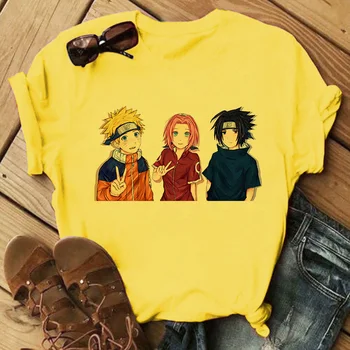 Japonų Anime Naruto mados Sasuke Marškinėliai Moterims Kawaii Animacinių filmų Grafika T Shirts Harajuku Juokinga Atsitiktinis Negabaritinių Marškinėlius Moteris
