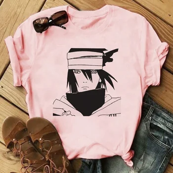 Japonų Anime Naruto mados Sasuke Marškinėliai Moterims Kawaii Animacinių filmų Grafika T Shirts Harajuku Juokinga Atsitiktinis Negabaritinių Marškinėlius Moteris