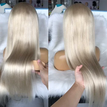 QueenKing plaukų Nėriniai Priekiniai Perukas 150% Tankis Pelenų Blond Spalvos perukas Tiesiai nupeštos Valsčiaus Brazilijos Žmogaus Remy Plaukų