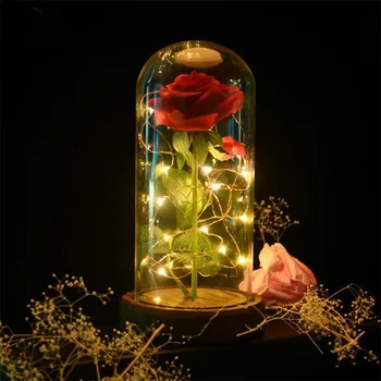 Stiklo Kupolas Eternal Rose LED Šviesos Valentino Diena Dovana Draugei, 2021 Naujųjų Metų Namų Puošybai Stalo Lempa Šalies Prekių