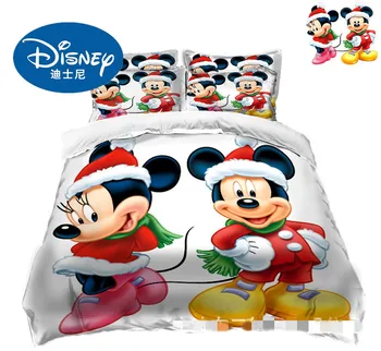 Disney Mickey Minnie Mouse Kalėdų Patalynės Komplektai Suaugusiems Twin Visą Karalienė King Size Miegamojo Puošmena Kalėdų Antklode Padengti Rinkinys