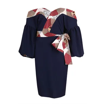 Mini Suknelė Moterims Off Peties Pusė Rankovės Seksualus Vestidos Kratinys Aukšto Juosmens Nėrinių Afrikos Moterų Kimono Atsitiktinis Suknelė Plius Dydis