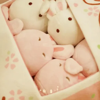 Sakura Triušis Kamuolys Pliušinis Žaislas Balta/Rožinė Plushie Triušis Pudingas Gyvūnų Kamuolį į Krepšį Įsideda Mini Rabbit Žaislas Huggable Vaikų Dovanų