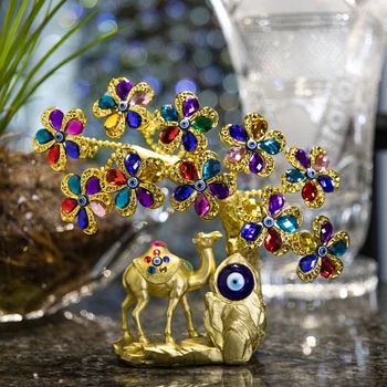 H&D 9 Stiliaus Laimingas Medis su turkijos Mėlyna Blogio Akis Amuletas Stalo Puošmena Ornamentu Namų Biuro Dekoras Showpiece Apsaugos Dovana
