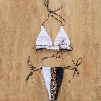 Nauja Seksuali Moteris Leopard Trikampis Tvarstis Bikini Komplektas Push Up Monokini Maudymosi Kostiumėlį, Maudymosi Kostiumą