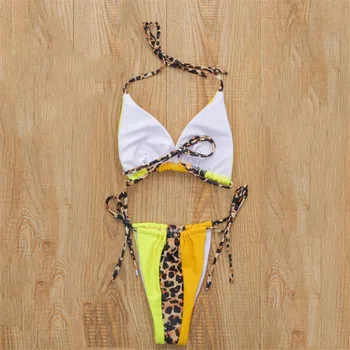 Nauja Seksuali Moteris Leopard Trikampis Tvarstis Bikini Komplektas Push Up Monokini Maudymosi Kostiumėlį, Maudymosi Kostiumą