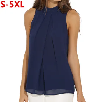 Šifono be Rankovių Palaidinė 2020 M., Moterų Topai Prekės Plus Size Priežastinis Palaidinės, Marškinėliai Lady Vasaros Viršūnes Blusas moterų drabužių 5XL