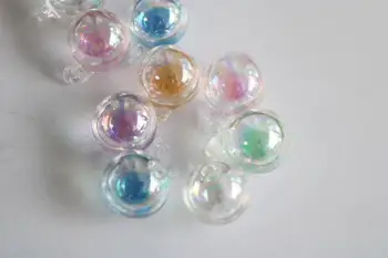 Naujas 20mm apvalus stiklas pasaulyje muilo burbulas butelis spalvinga skysčio lašelius, buteliukas, norinčių buteliuką pakabukas pakabukai-50pcs/daug
