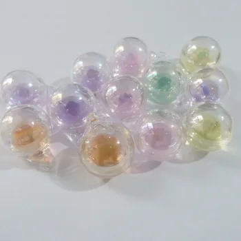Naujas 20mm apvalus stiklas pasaulyje muilo burbulas butelis spalvinga skysčio lašelius, buteliukas, norinčių buteliuką pakabukas pakabukai-50pcs/daug