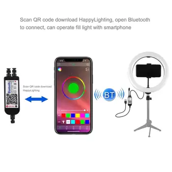 10 Colių LED Žiedo Lempos Selfie Šviesos Žiedas su Trikoju RGB Fotografijos Ringlight Telefono Makiažas dega Tiktok 