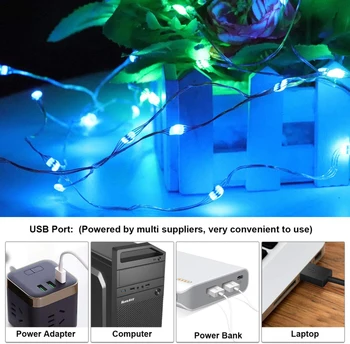 20M 200 LED Styginių Šviesos USB RGB Keičiasi Lempos 