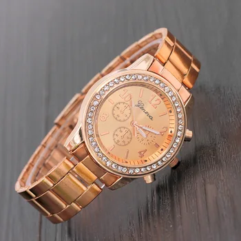 TIke Toker,Prabangos Rose Gold Moterų Laikrodžiai ženevos deimantų žiūrėti Metalo, Plieno, Lydinio, Laikrodis Lady Vyrų Laikrodžiai relogio feminino10