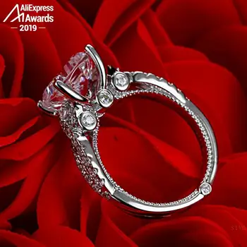 10*10mm Aikštėje Pagalvėlė S925 Fine Jewelry sterlingas sidabro žiedas Laboratorijoje sukurta deimantų Karatais 4Cs vestuvių pasiūlymas svajonė