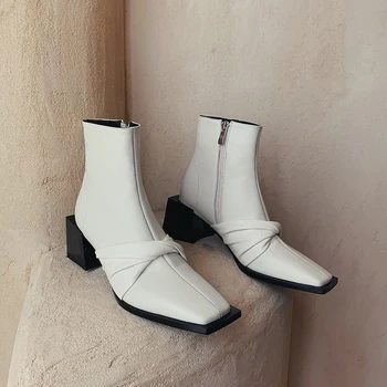 MORAZORA 2020 natūralios odos batai ponios batai storais kulnais aikštėje kojų vientisos spalvos batai moters, juoda ryžiai, balta