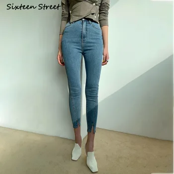 Moterų Aukšto Juosmens Džinsai Nauji Skinny Jean Slim Femme Pusės Split Dizaino Kulkšnies Ilgis Y2K Kelnes Estetinės Vintage Drabužių Seksualus 2020 m.
