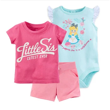 Cute baby girl vasaros aprangą trumpas rankovės o-kaklo viršūnes+bodysuit+šortai dot kūdikių drabužiai tiktų 2020 naujagimių drabužiai 6-24 mėnesių