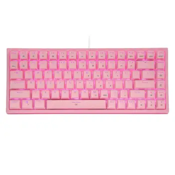 CQ84 Žaidimų Klaviatūra , RGB Led Pašvietimas ,Mechaninė Jungiklis Nuimamas Laidas Kompaktiškas Laidinė Klaviatūra Žaidėjus Office PC ,Pink