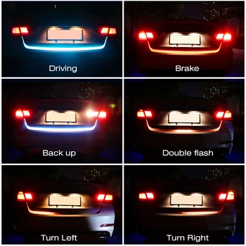 LED Automobilio Galinės Liemens Juosta RGB Šviesos 120cm Auto Streamer Papildomas Bagažinės Posūkio Signalo, Stabdžių Atvirkštinio 