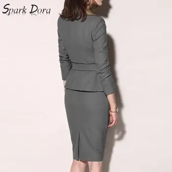SparkDora karšto 2020 m. Pavasarį Šviesiai Brandus-line suknelė Kartus Apykaklės Dvigubo Eilės Mygtuką Lygiosios Lankas vientisos Spalvos Kostiumas Suknelė