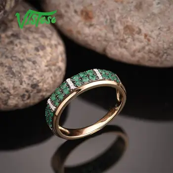 VISTOSO Aukso Žiedus Moterims, Originali 14K 585 Geltonojo Aukso Žiedas Putojantis Deimantas Šviesos Smaragdas Sužadėtuvių Žiedai Smulkūs Papuošalai