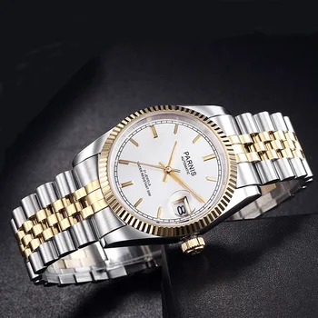 Parnis Vyrai žiūrėti 2018 Prabangos Prekės Aukso Automatinis laikrodis Vyrams, Moterims, Elegantiškas Diamond Nerūdijančio Apyrankės, Laikrodžiai PA2112