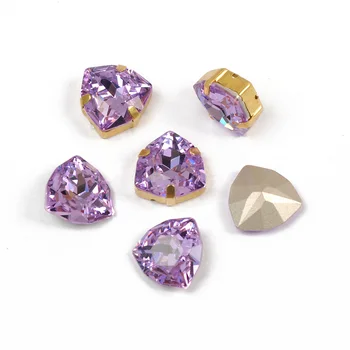Violetinė Stiklo Masės 4706 Trilliant Siūti Strazdų Su Aukso, Sidabro Letena Flatback Siuvimo Deimantų Vestuvių Suknelė, Papuošalai