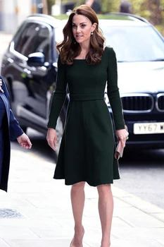 Kate Middleton Star Oficiali Proga Aukštos Kokybės Dizaineris 2020 M. Rudenį ilgomis Rankovėmis Moterų Mados Šalies Gyventojas OLIS Žalia Suknelė