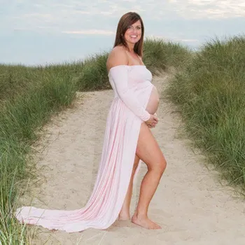 Motinystės Suknelė už Nuotrauką Šaudyti Maxi Suknelė Motinystės Šifono Suknelė ilgomis Rankovėmis Seksualus Paplūdimio Suknelės Motinystės Fotografija Rekvizitai