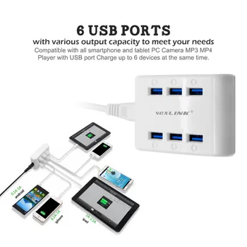 VOXLINK 24W 4.8 6-Ports USB Įkrovimo Stotis Mini Nešiojamieji Multi Port USB Įkroviklis Hub Power Station 