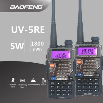 2VNT BAOFENG UV-5RE Walkie Talkie 5W UHF VHF Kumpio ir CB Skaitytuvas Radijo Stotis Nešiojamų dvikrypčio Radijo ryšio Hf Mobilus Transiveris UV5RE