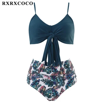 RXRXCOCO Bikini 2020 2ways Tvarstis maudymosi kostiumėlį, Leopardas Bikini Komplektas Push Up Maudymosi Kostiumą Aukšto Juosmens Biquini Paplūdimio maudymosi Kostiumėliai Moterims