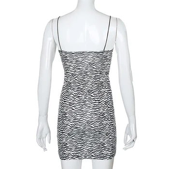 Vasaros seksualus stora šalis suknelė Knitte soft-line Mini Suknelė spausdinti zebra karvė modelis suspender suknelė plonas sijonas plonas suknelė