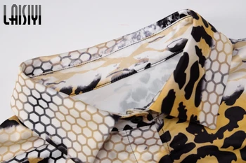 LAISIYI Gyvatė, Leopardas Spausdinimo Mygtukas Mini Suknelės Moterims ilgomis Rankovėmis Rudenį 2020 Mados Karšto Clubwear Bodycon Slim Šalis Suknelė