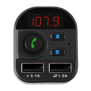Nešiojamų Bluetooth 5.1 Dual USB jungtimis, FM Siųstuvas, MP3 Muzikos Grotuvas Automobilinis Įkroviklis Skaitmeninis Ekranas Universaliųjų Automobilių Reikmenys