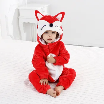 Naujas Flanelė Kūdikių Berniukų, Mergaičių naktiniai marškiniai, pižamos Gyvūnų Dygsnio Tigras Panda lapės, triušio Pižamos Vaikams Sleepwear cosplay Onesie s-xl