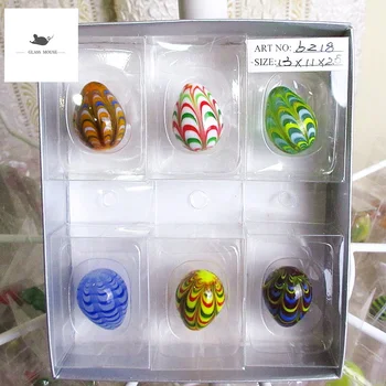 6pcs/daug 2.5 cm Spalvinga Kiaušiniai mielas Stiklo rutuliukai juostele henkas knotting kamuolys akmens žuvų bakas dekoratyvinis vazonas vaikams, žaislai