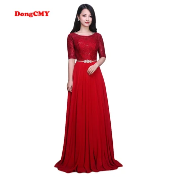 DongCMY 2020 mados nėriniai nuotakos Vedęs raudona ilgai dizaino oficialų vestidos longo vakarinę suknelę