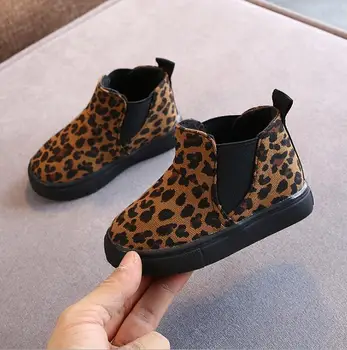Merginos batai žiemą naujas leopard minkšto dugno neslidus vaikų sniego batai kūdikiams medvilnės batai mados mergaičių batai