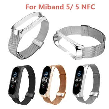 Milano Dirželis Xiaomi Mi Juosta 5 4 3/5 NFC Smart Apyrankė Metalo Watchband Keičiamų Apyrankės Už Miband 5 4 3 Mi5 Correa