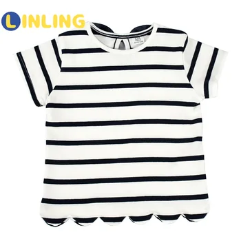 LINLING 2020 Klasikinis Vaikų Marškinėlius Baby Girl Dryžuotas marškinėliai Vaikams trumpomis Rankovėmis Vasarą Tee Mergina, Drabužiai Vaikams, Drabužiai P410