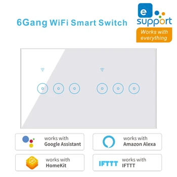 WiFi Smart Switch EWeLink APP 4 5 6 Gauja Stiklo Touch Panel Sienos Jungiklis Wireless Kontrolė Suderinama Alexa 