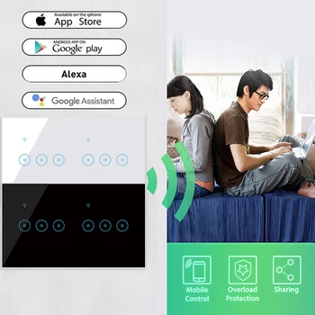 WiFi Smart Switch EWeLink APP 4 5 6 Gauja Stiklo Touch Panel Sienos Jungiklis Wireless Kontrolė Suderinama Alexa 