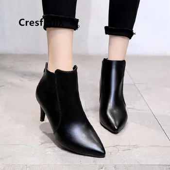 Cresfimix damskie buty moterų classic black pu odos batai lady pažymėjo tne rudenį kulkšnies martin batai, žieminiai batai botas a7063
