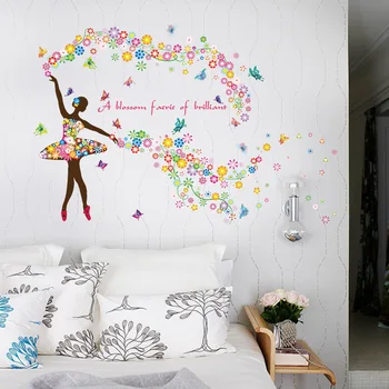 Gėlių fėja ballerina girl siena lipdukas PVC Medžiagos, 