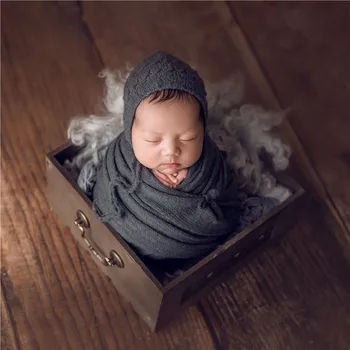 Naujas gimęs Mezgimo Wrap Nustatyti Derliaus Kūdikių variklio Dangčio Ruožas Megzti Wrap Naujagimių Skrybėlę Bžūp Fotografijos Prop Sluoksniavimasis Audinio Antklodė Swaddling