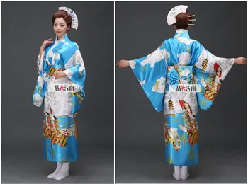 Karšto Pardavimo Raudona Mados Moterų Kimono Yukata Haori Su Obi Japonų Stiliaus Vakaras Šalis Suknelė Azijos Drabužių Gėlių Vienas Dydis