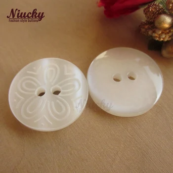 Niucky 20mm /18mm / 15mm 2 skyles baltos spalvos lazerio drožyba gėlių siuvimo kailis mygtukai bontique mados drabužių mygtukai R0101-028