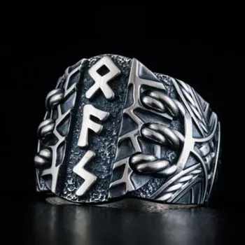 Dropshipping Nerūdijančio plieno Odin Skandinavų Vikingų Amuletas Rune Mados Stiliaus VYRŲ ir moterų mados žodžiai RETRO Žiedai, Papuošalai OSR534
