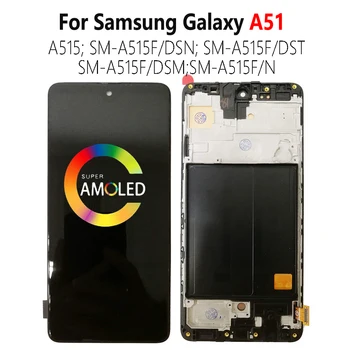 Super AMOLED A515F LCD SAMSUNG Galaxy A51 A515 LCD Su Rėmu SM-A515F/DSN SM-A515F/DSM Ekranas Touch 